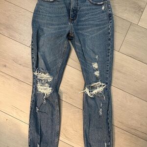 Abercrombie & Fitch Blue Skinny Jeans with Distressed Details